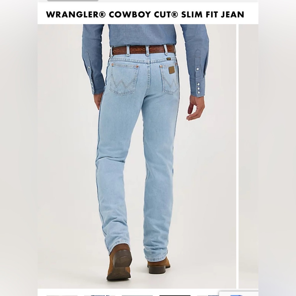 Wrangler Men's Slim Fit Cowboy Cut Jeans - Denim Blue - Picture 4 of 4